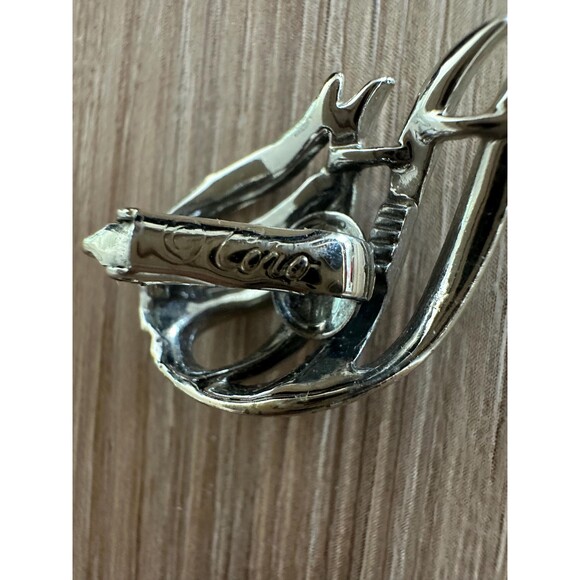 Vintage Coro Silver Clip on Earrings Signed - Picture 3 of 3